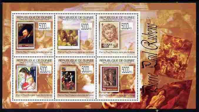 Guinea - Conakry 2009 Stamp on Stamp - Peter Paul Rubens perf sheetlet containing 6 values unmounted mint , stamps on stamponstamp, stamps on stamp on stamp, stamps on personalities, stamps on rubens, stamps on arts