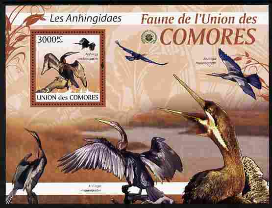Comoro Islands 2009 Snake Bird (Darter) perf m/sheet unmounted mint Michel BL 518, stamps on birds, stamps on snake bird, stamps on darter