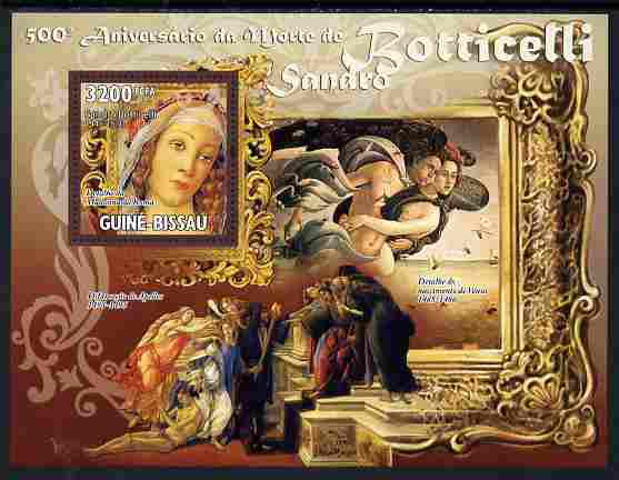 Guinea - Bissau 2010 Death Anniversary of Botticelli perf s/sheet unmounted mint, Michel BL 882, stamps on personalities, stamps on arts, stamps on botticelli