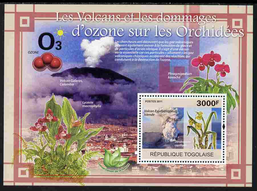 Togo 2011 Environment - Volanoes & Ozone Damage - Orchids perf s/sheet unmounted mint, stamps on environment, stamps on volcanoes, stamps on flowers, stamps on orchids, stamps on 