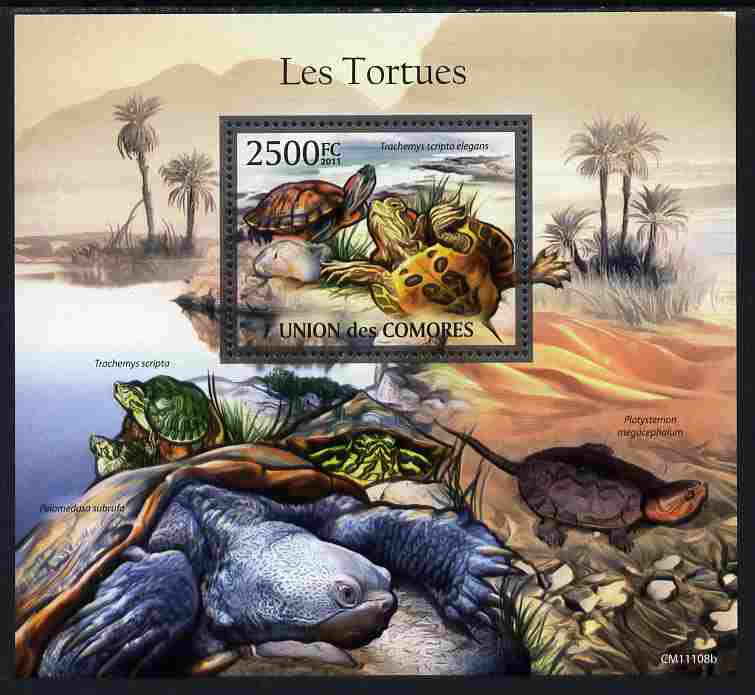 Comoro Islands 2011 Turtles perf m/sheet unmounted mint, stamps on reptiles, stamps on turtles