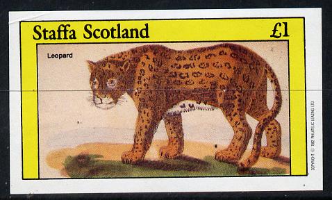 Staffa 1982 Animals (Leopard) imperf souvenir sheet (Â£1 value) unmounted mint, stamps on animals    cats