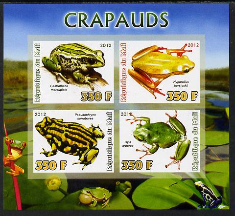 Mali 2012 Fauna - Toads imperf sheetlet containing 4 values unmounted mint, stamps on frogs, stamps on  toads, stamps on amphibians, stamps on 