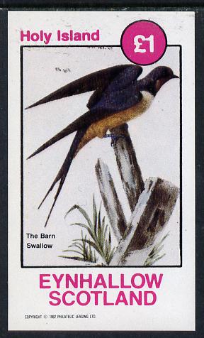 Eynhallow 1982 Barn Swallow imperf souvenir sheet (Â£1 value) unmounted mint, stamps on birds