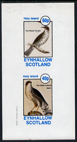 Eynhallow 1982 Birds #13 (Hawk & Thrush) imperf  set of 2 values (40p & 60p) unmounted mint, stamps on birds, stamps on birds of prey