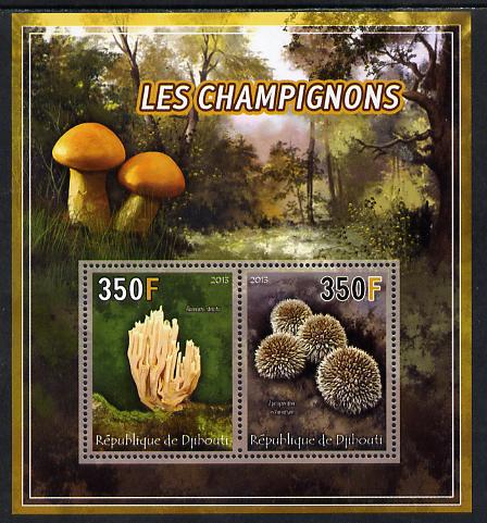 Djibouti 2013 Fungi #4 perf sheetlet containing 2 values unmounted mint, stamps on fungi
