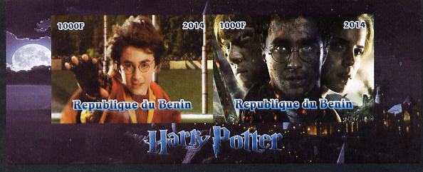 Benin 2014 Harry Potter #4 imperf sheetlet containing 2 values unmounted mint. Note this item is privately produced and is offered purely on its thematic appeal, stamps on personalities, stamps on entertainments, stamps on films, stamps on cinema, stamps on fantasy, stamps on movies, stamps on 