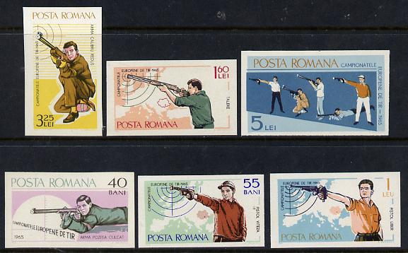 Rumania 1965 Shooting Championships IMPERF set of 6 unmounted mint, SG 3280-85, Mi 2413-18*, stamps on sport, stamps on shooting