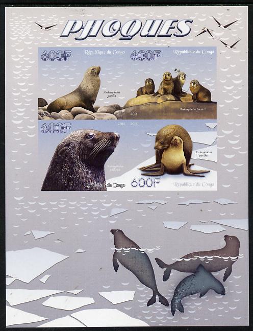 Congo 2014 Seals imperf sheetlet containing 4 values unmounted mint, stamps on , stamps on  stamps on animals, stamps on  stamps on marine, stamps on  stamps on seals