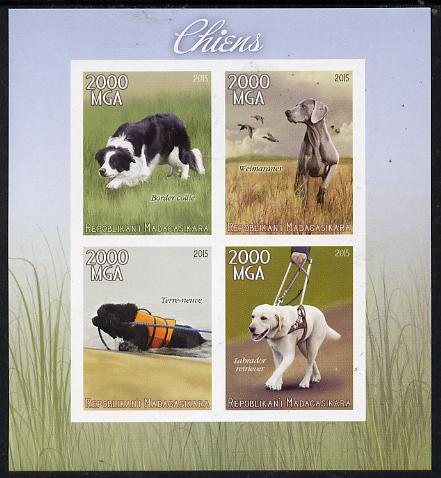 Madagascar 2015 Dogs imperf sheetlet containing 4 values unmounted mint, stamps on dogs, stamps on blind, stamps on disabled