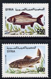 Syria 1989 Fish set of 2 unmounted mint, SG 1746-47, stamps on fish     marine-life