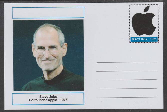 Mayling (Fantasy) Great Minds - Steve Jobs - glossy postal stationery card unused and fine, stamps on personalities, stamps on computers, stamps on 