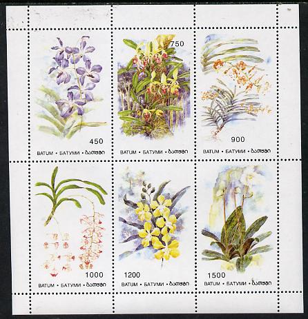 Batum 1996 Orchids sheetlet containing complete set of 6 unmounted mint, stamps on flowers    orchids