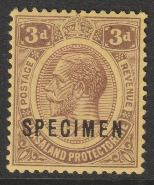 Nyasaland 1913 KG5 Crown CA 3d overprinted SPECIMEN with gum and only about 400 produced SG 90s, stamps on specimens