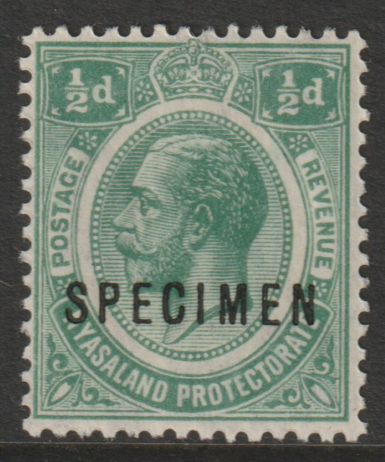 Nyasaland 1921 KG5 Multiple Script 1/2d overprinted SPECIMEN with gum and only about 400 produced SG 100s, stamps on specimens