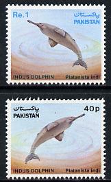 Pakistan 1982 Wildlife Protection (8th Series) Indus Dolphin set of 2 unmounted mint, SG 581-82, stamps on whales, stamps on dolphins