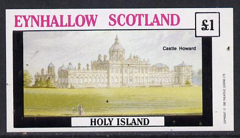 Eynhallow 1982 Stately Homes #1 imperf souvenir sheet (Â£1 value) unmounted mint, stamps on castles, stamps on buildings