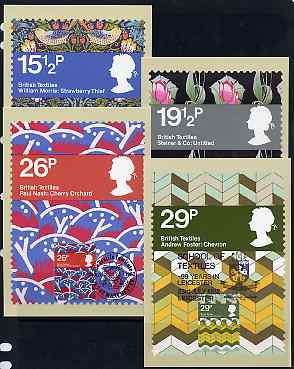 Great Britain 1982 British Textiles set of 4 PHQ cards with appropriate stamps each very fine used with first day cancels, stamps on textiles