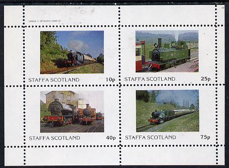 Staffa 1982 Steam Locos #05 perf  set of 4 values (10p to 75p) unmounted mint, stamps on railways