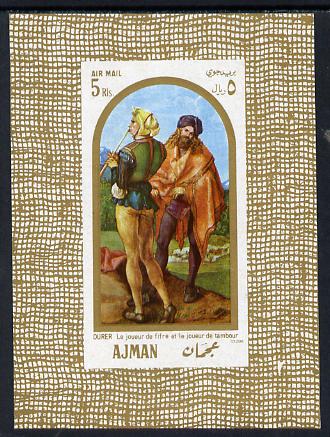 Ajman 1968 Paintings imperf m/sheet (Musicians) unmounted mint Mi BL 24, stamps on arts     music