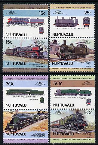 Tuvalu - Nui 1984 Locomotives #1 (Leaders of the World) set of 8 unmounted mint, stamps on railways