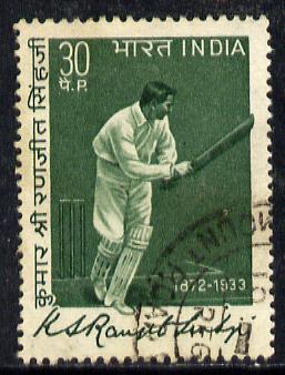 India 1972 Ranjitsinhji Commem (Cricketer) 30p value commercially used (SG 695), stamps on , stamps on  stamps on cricket     sport