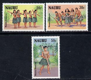 Nauru 1987 Nauruan Dancers set of 3 unmounted mint SG 346-48, stamps on dancing