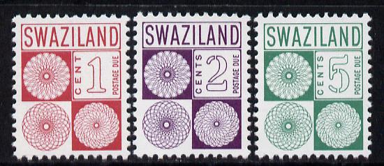 Swaziland 1977 Postage Dues set of 3 unmounted mint, SG D16-18, stamps on 