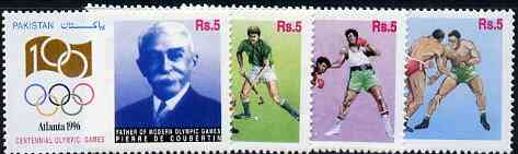 Pakistan 1996 Atlanta Olympic Games set of 4 unmounted mint SG 1002-5, stamps on olympics    sport    field hockey    boxing    wrestling