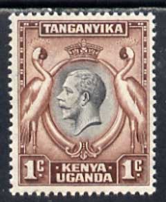 Kenya, Uganda & Tanganyika 1935 Crowned Cranes KG5 1c black & red-brown unmounted mint SG 110*, stamps on birds, stamps on  kg5 , stamps on 