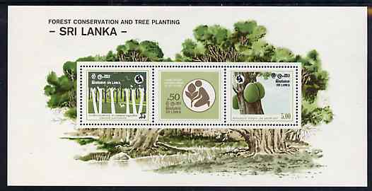 Sri Lanka 1981 Forest Conservation m/sheet containing set of 3 unmounted mint, SG MS 748, stamps on trees