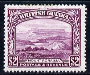British Guiana 1938-52 KG6 Mount Roraima $2 purple P14x13 unmounted mint SG 318a, stamps on , stamps on  kg6 , stamps on mountains