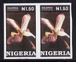 Nigeria 1993 Orchids 1n50 superb unmounted mint imperf pair as SG 665var, stamps on flowers  orchids