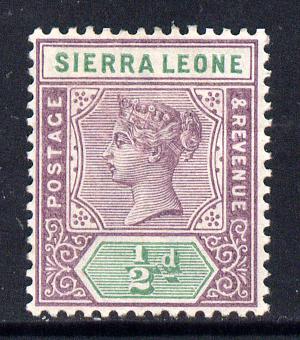 Sierra Leone 1896-97 QV Key Plate Crown CA 1/2d mauve & green mounted mint SG 41, stamps on , stamps on  qv , stamps on 