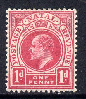 Natal 1902-03 KE7 Crown CA Postage-Revenue 1d carmine mounted mint SG 128, stamps on , stamps on  ke7 , stamps on 
