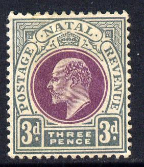 Natal 1902-03 KE7 Crown CA Postage-Revenue 3d purple & grey mounted mint SG 132, stamps on , stamps on  ke7 , stamps on 