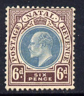 Natal 1902-03 KE7 Crown CA Postage-Revenue 6d green & purple-brown mounted mint SG 135, stamps on , stamps on  ke7 , stamps on 
