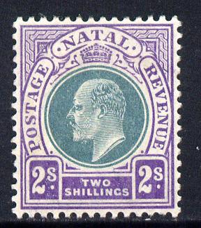 Natal 1902-03 KE7 Crown CA Postage-Revenue 2s green & bright violet mounted mint SG 137, stamps on , stamps on  ke7 , stamps on 