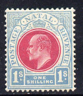 Natal 1904-08 KE7 MCA Postage-Revenue 1s carmine & pale blue mounted mint SG 155, stamps on , stamps on  ke7 , stamps on 