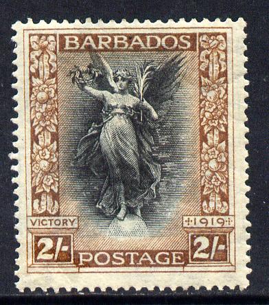 Barbados 1920-21 Victory MCA 2s black & brown mounted mint SG 210, stamps on victory, stamps on  ww1 , stamps on 