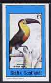 Staffa 1982 Birds #20 (Toucan) imperf souvenir sheet (Â£1 value)  unmounted mint, stamps on birds