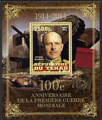 Chad 2014 Centenary of Start of WW1 #2 perf deluxe sheet containing one value unmounted mint, stamps on militaria, stamps on  ww1 , stamps on tanks