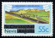 Nevis 1980 New Runway for Golden Rock Airport 55c from opt'd def set, SG 46 unmounted mint*, stamps on aviation      airports