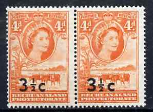 Bechuanaland 1961 Decimal Surcharge 3.5c on 4d (BaoBab Tree & Cattle) with type II wide surch in unmounted mint marginal pair with normal, SG 161a & c, stamps on trees     cattle     bovine