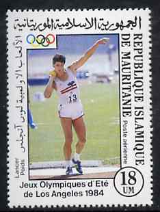 Mauritania 1984 Putting the Shot 18um from Olympic Games set unmounted mint, SG 797*, stamps on shot