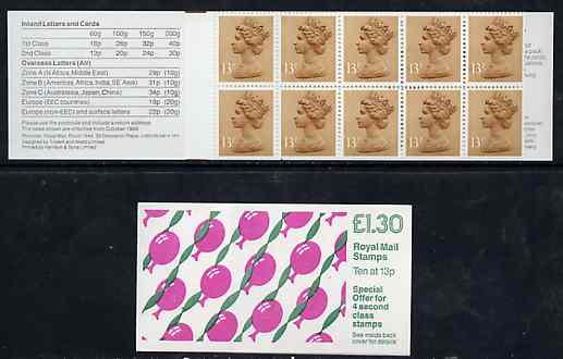 Great Britain 1988 Children's Party Balloons Â£1.30 booklet complete, SG FL14, stamps on balloons     children