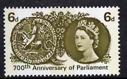 Great Britain 1965 Simon de Montfort's Parliament unmounted mint (phosphor) SG 663p, stamps on constitutions, stamps on parliament