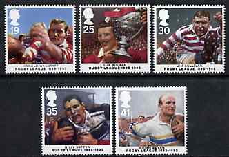 Great Britain 1995 Centenary of Rugby League set of 5 unmounted mint SG 1891-95, stamps on rugby
