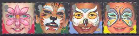 Great Britain 2001 Millennium Series - Face Paintings set of 4 unmounted mint SG 2178-81, stamps on children, stamps on masks, stamps on millennium