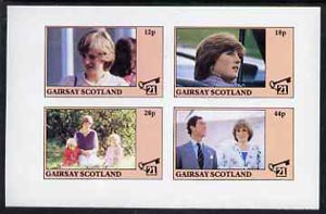 Gairsay 1982 Princess Di's 21st Birthday imperf sheetlet containing complete set of 4 values (12p to 44p) unmounted mint, stamps on royalty, stamps on diana, stamps on charles, stamps on 